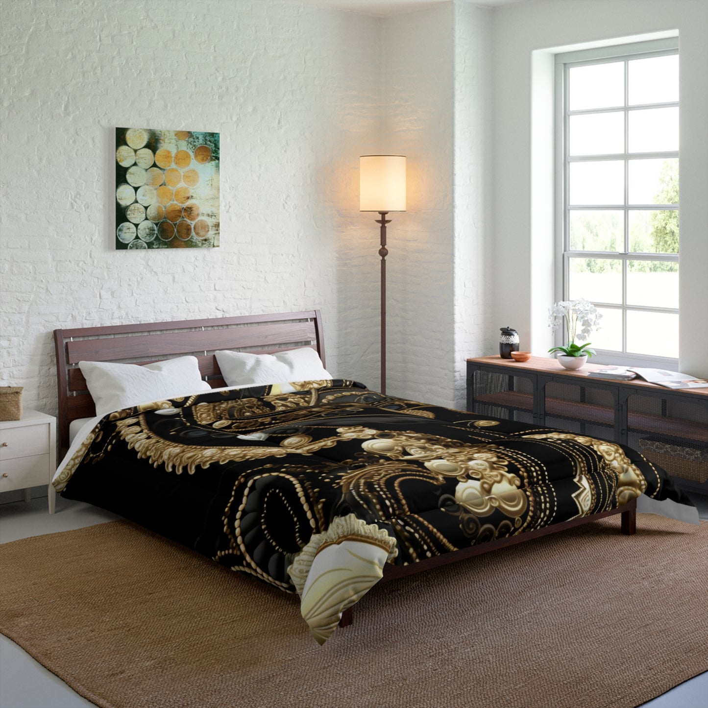 Black, White, Gold Pearl - Comforter