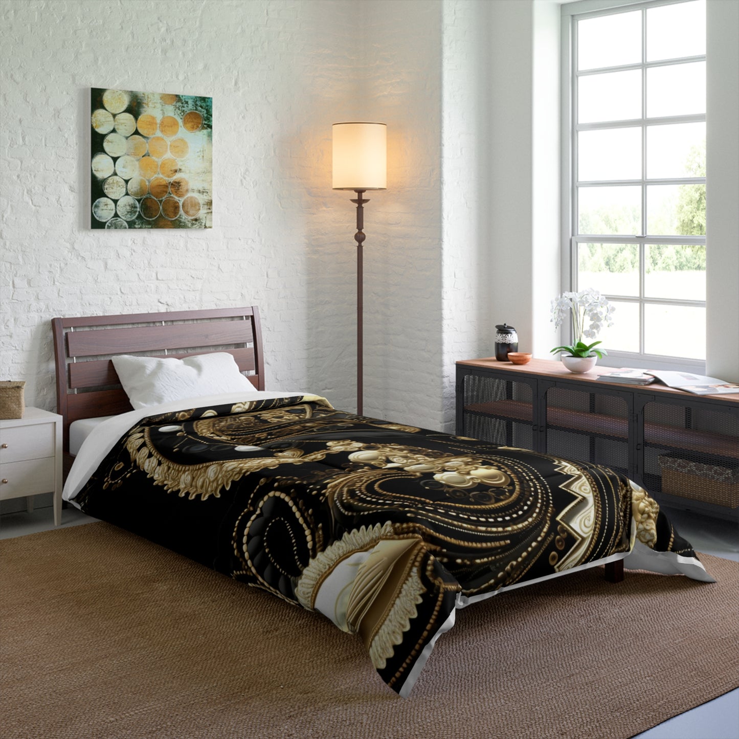 Black, White, Gold Pearl - Comforter